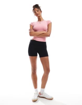Shop Miss Selfridge Fold Over Shorts In Black