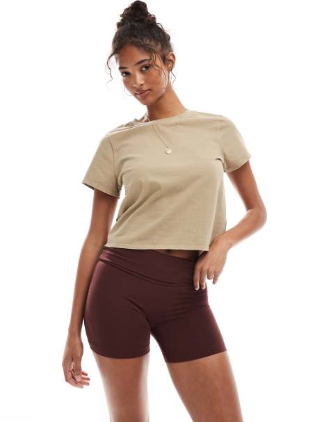 Miss Selfridge fold over shorts in chocolate - view 1