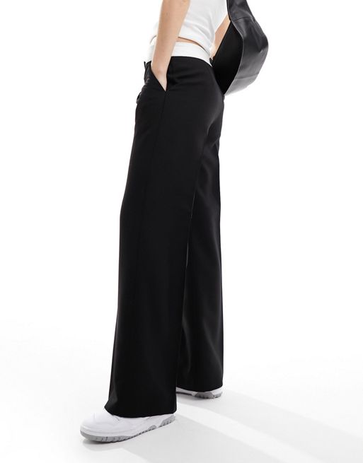 Miss Selfridge fold over waistband pants in black