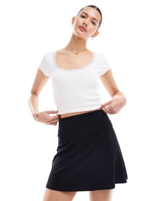 Miss Selfridge Miss Selfridge foldover mini skirt in black