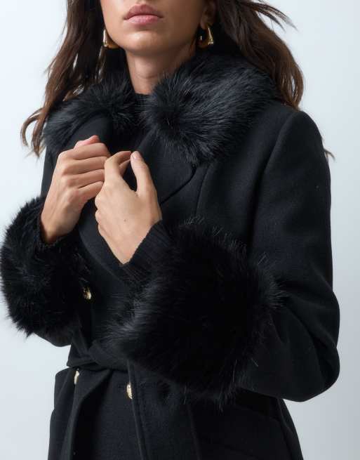 Miss Selfridge formal belted coat in black, 5 of 5