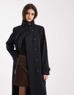 Miss Selfridge Formal Funnel Coat In Blue