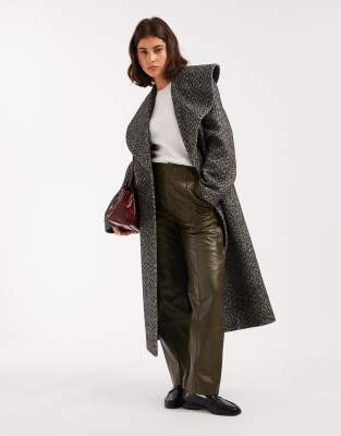 Miss Selfridge Formal Shawl Collar Wrap Coat In Gray