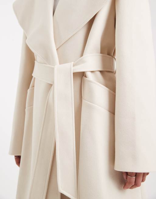 Miss Selfridge formal wrap coat in cream
