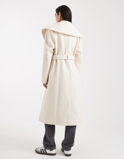 Miss Selfridge formal wrap coat in cream