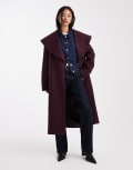 [Miss Selfridge] Miss Selfridge formal wrap coat in plum-Purple 14 Plum