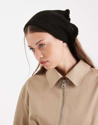 Miss Selfridge - Foulard en maille à détail volanté - Noir-Rouge