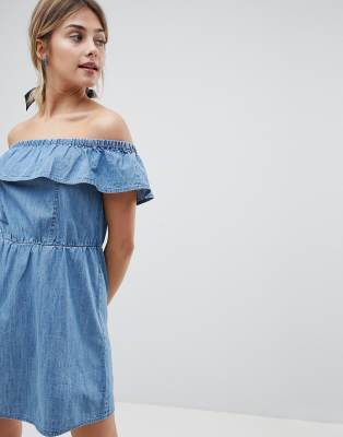 denim dress with frill