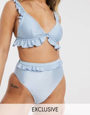 high waisted frill bikini bottoms