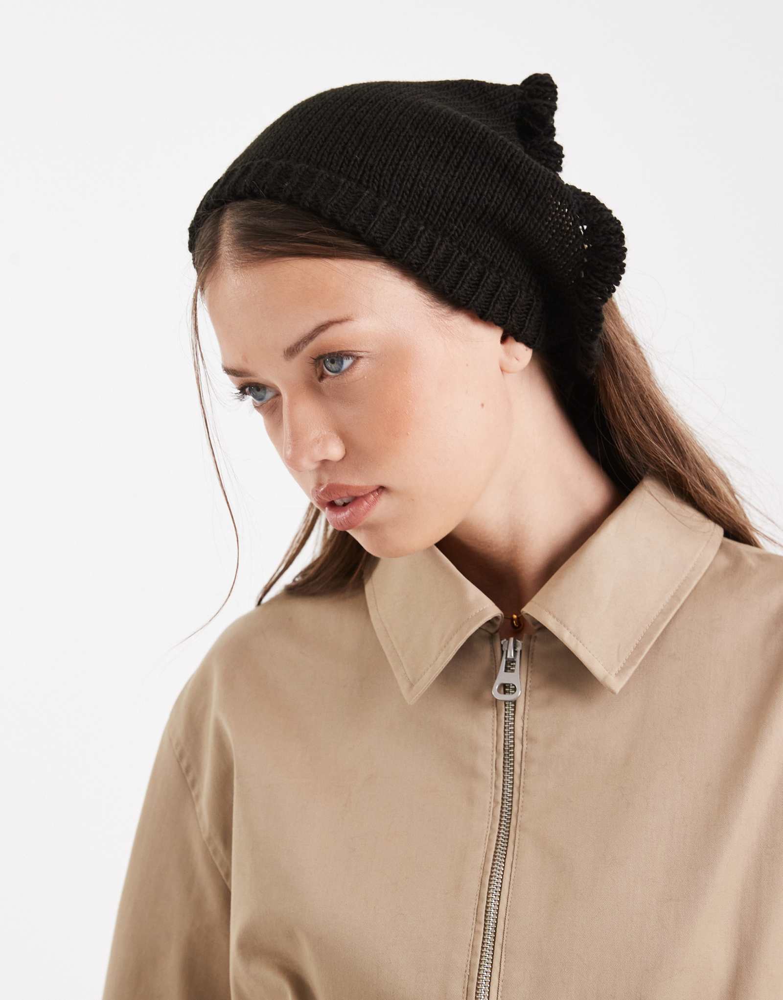 Вязаный головной платок Miss Selfridge с оборками черного цвета