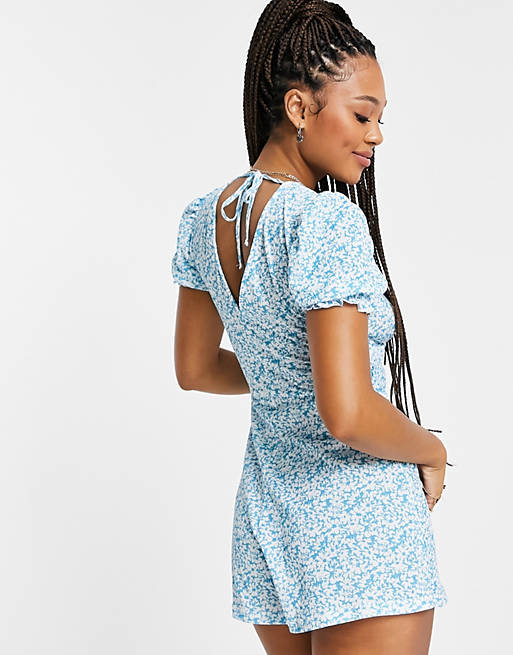 Jumpsuits & Playsuits Miss Selfridge frill detail playsuit in blue floral 