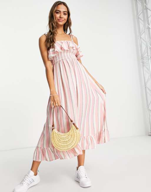 Candy stripe shop midi dress