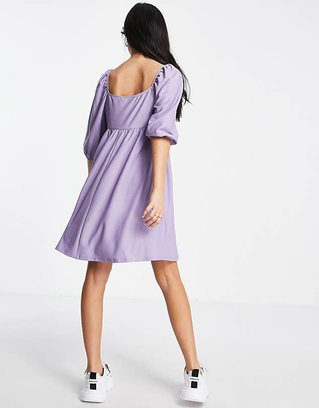 Miss Selfridge frill detail textured smock dress in lilac GN8724