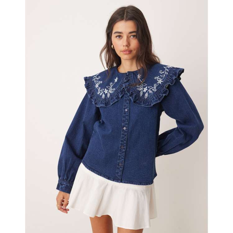 ジャケット・アウター mieya mieya frill denim JK indigo mieya frill denim JK -indigo ジャケット・アウター mieya mieya