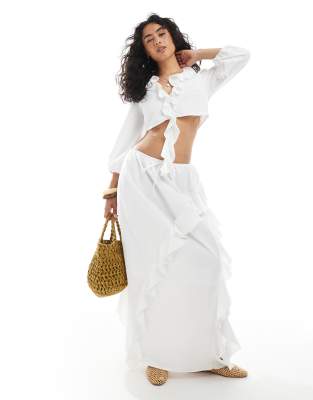 Miss Selfridge Miss Selfridge frill maxi skirt co-ord in white