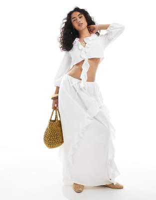 frill maxi skirt in white - part of a set