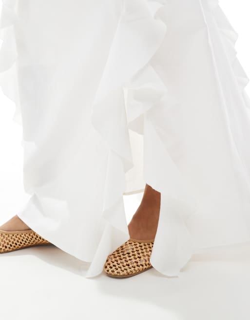 Miss Selfridge frill maxi skirt in white - part of a set, 4 of 5