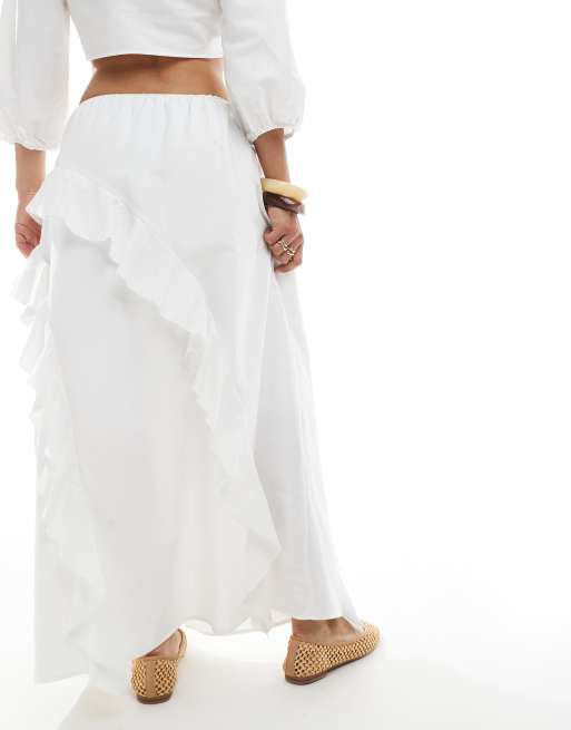 Miss Selfridge frill maxi skirt in white - part of a set, 5 of 5