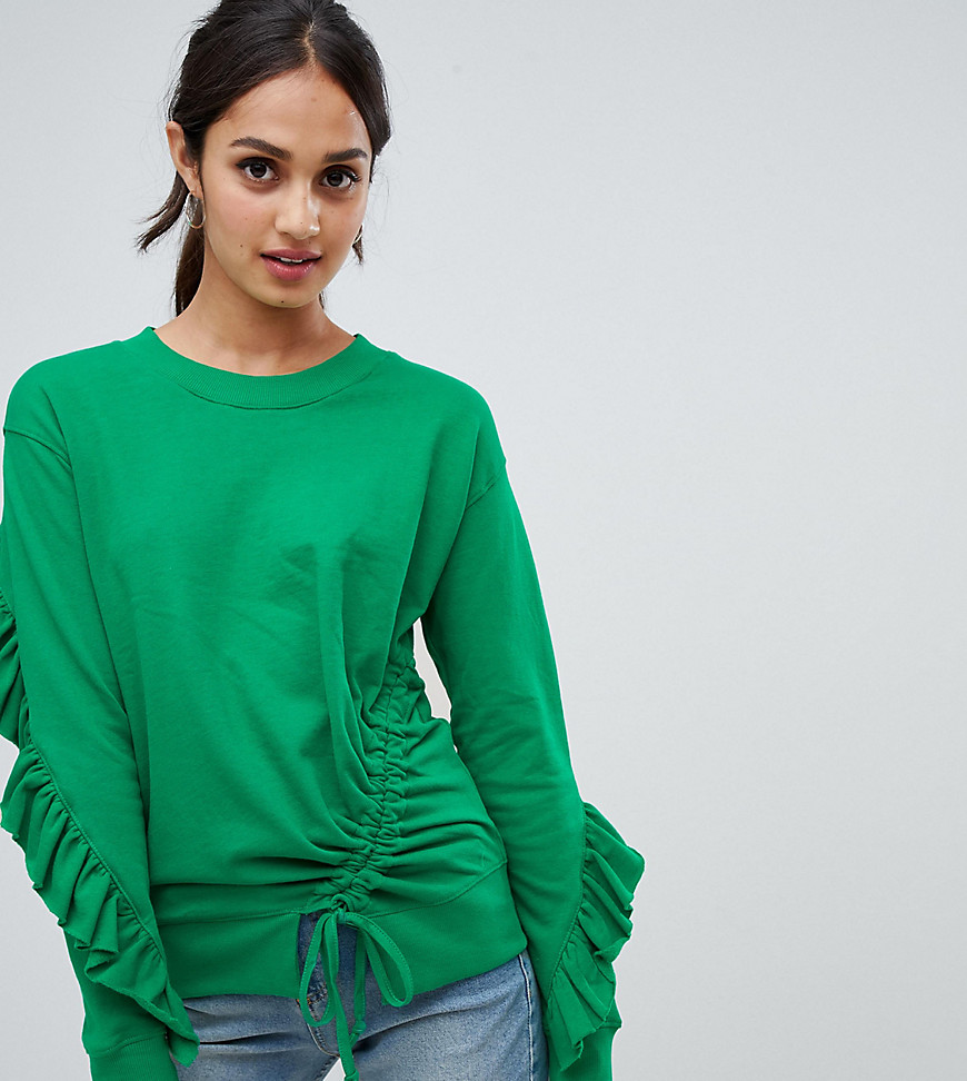 Miss Selfridge Frill Open Back Sweater-Green