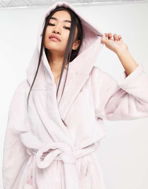 Loungeable soft fluffy waffle robe with star print in lilac