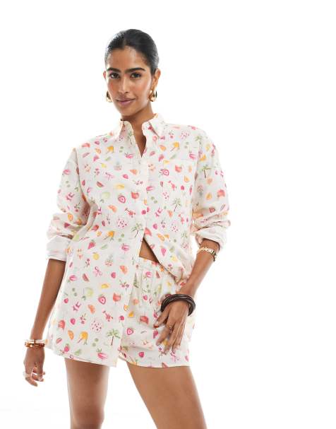 Miss Selfridge – Fruktmönstrad skjorta i oversize - view 1