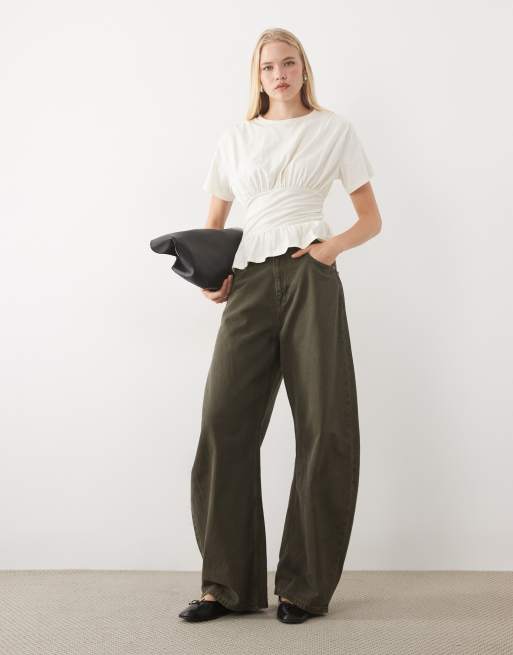Miss Selfridge gathered peplum hem top with waistband, 3 of 4