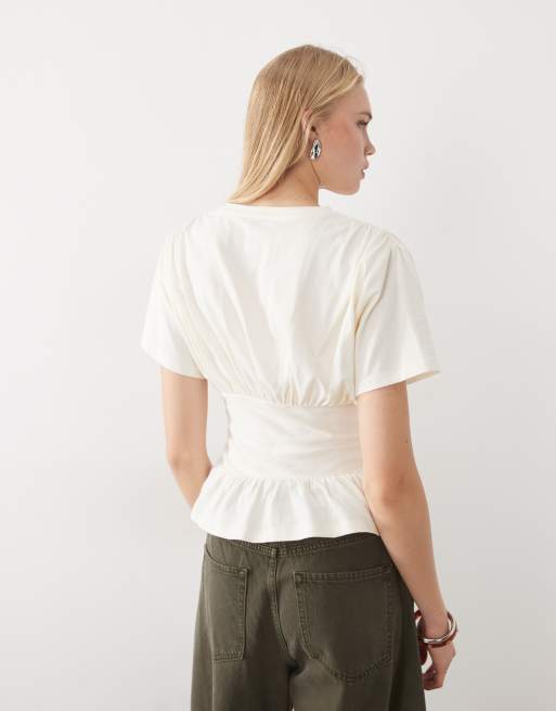 Miss Selfridge gathered peplum hem top with waistband, 4 of 4