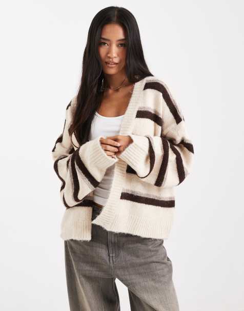 Miss Selfridge - Geborsteld vest zonder sluiting met bruine strepen - view 1