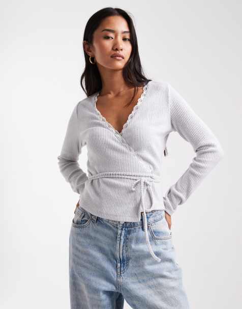 Miss Selfridge - Geborstelde geribbelde overslagtop - view 1