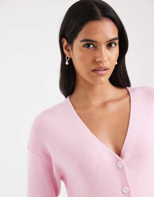 Miss Selfridge - Gebreid getailleerd vest in zachtroze, 3 van 4