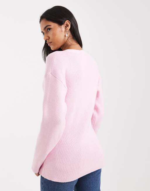 Miss Selfridge - Gebreid getailleerd vest in zachtroze, 4 van 4