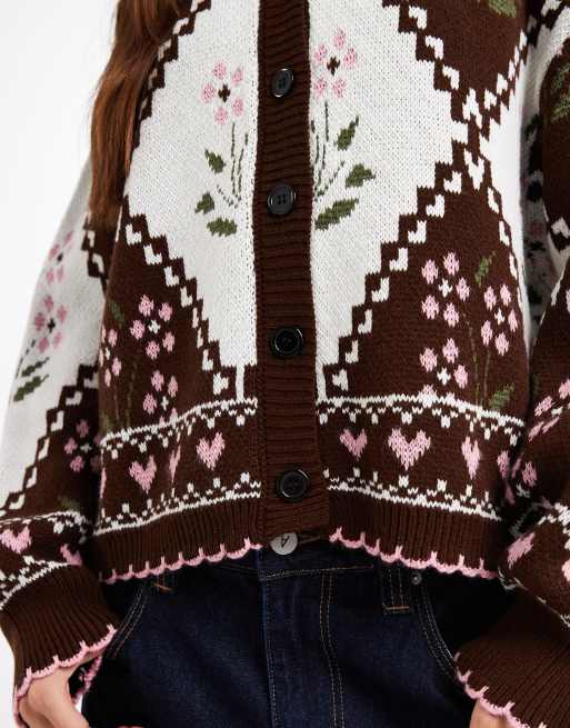 Miss Selfridge - Gebreid vest met argyle-ruit en bloemenpatroon, 4 van 4