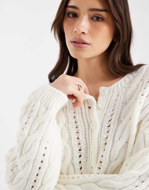 Miss Selfridge - Gebreide henley-trui met kabels, 3 van 4