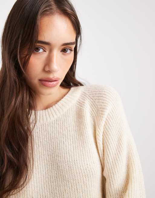 Miss Selfridge - Gebreide mini-jurk met ronde hals in crème, 3 van 4