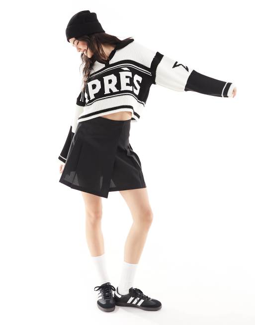 Miss Selfridge - Gebreide trui met 'Apres'-slogan en kraagdetail