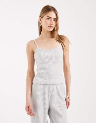 Miss Selfridge - Gebürstetes Camisole in geripptem Cremeweiß, Kombiteil