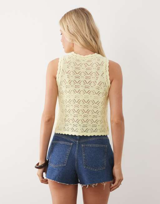 Miss Selfridge gehaakt hemdje in botergeel, 4 van 4