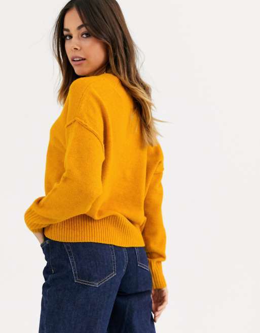 Miss Selfridge Gelber Pullover Mit V Ausschnitt Asos