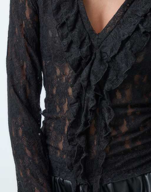 Miss Selfridge gennemsigtig blondeskjorte, 4 af 5