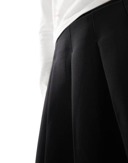 Miss Selfridge - Geplooid mini rokje met overslag in zwart, 5 van 5