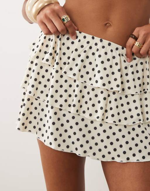 Miss Selfridge – Gepunkteter Mini-Rara-Skort, Kombiteil, 4 von 5