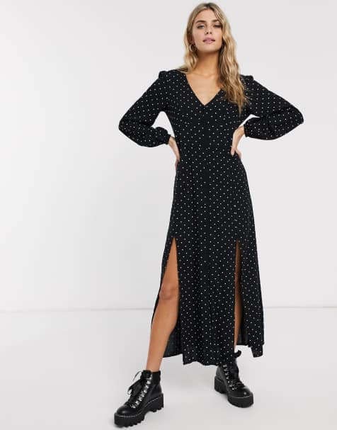 Miss Selfridge – Gepunktetes Maxi-Freizeitkleid