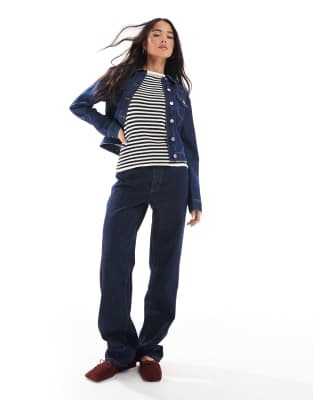 Miss Selfridge - Gerade geschnittene Jeans in dunkler Rinse-Waschung-Blau