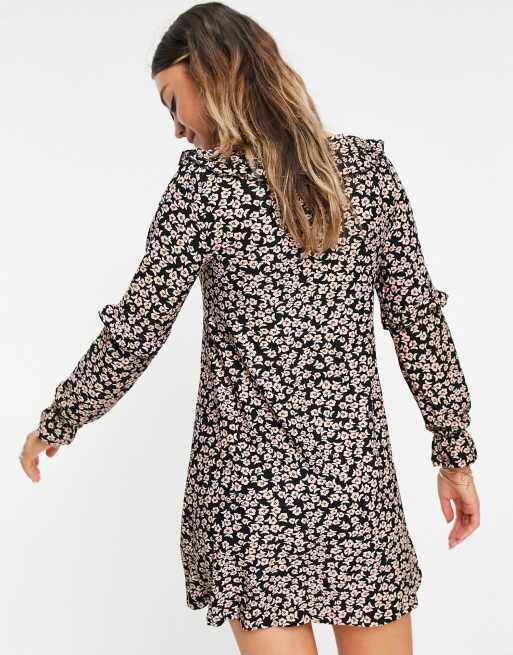 Miss Selfridge – Gerafftes Minikleid mit Blümchenmuster in Rosa , 2 von 4
