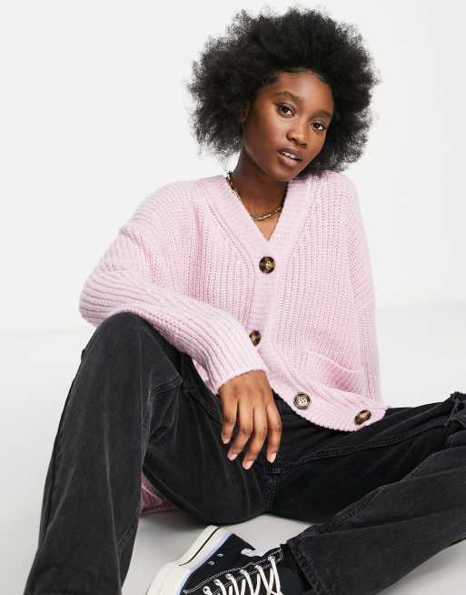 Miss Selfridge - Geribbeld vest met lange pasvorm en zakken in lila 