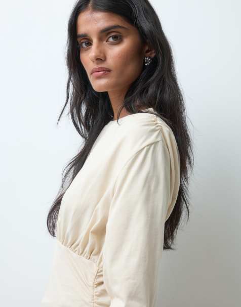 Miss Selfridge gerimpelde top met lange mouwen en peplum - view 1