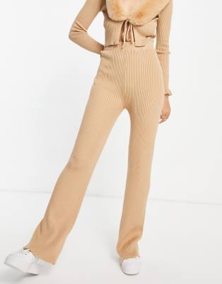 Miss Selfridge - Gerippte Hose in Camel, Kombiteil-Neutral