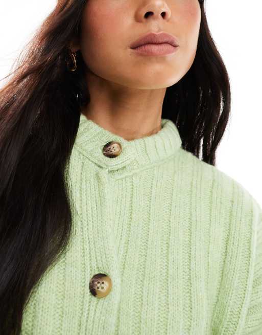 Miss Selfridge – Gerippte Oversize-Strickjacke in Matcha-Grün, 2 von 4