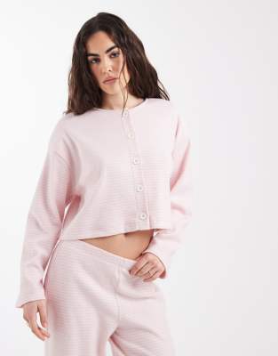 Miss Selfridge - Gerippte Strickjacke in Rosa gestreift, Kombiteil