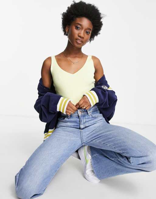 Miss Selfridge – Geripptes Camisole in Blassgelb, Kombiteil , 4 von 4